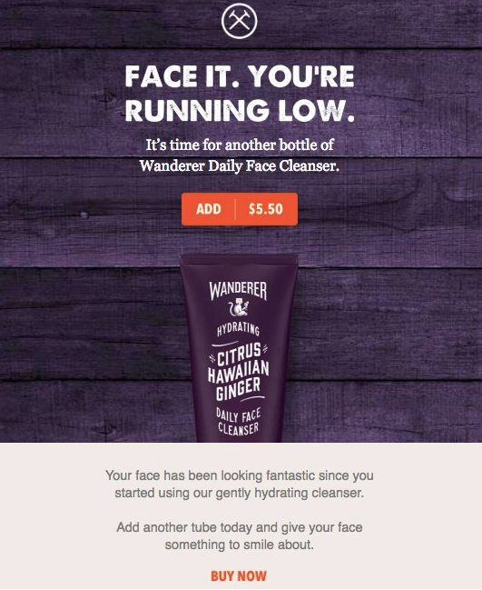Image from a Dollar Shave Club Replenishment Email